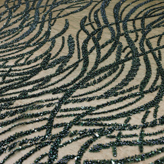 Broderie de lux tip dantela cu paiette D82 - Verde Inchis