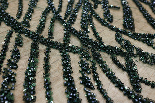 Broderie de lux tip dantela cu paiette D82 - Verde Inchis