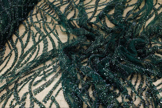 Broderie de lux tip dantela cu paiette D82 - Verde Inchis