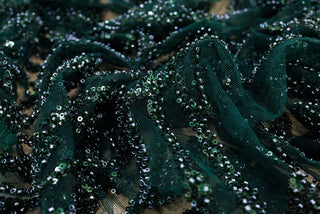 Broderie de lux tip dantela cu paiette D82 - Verde Inchis