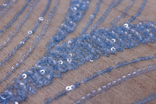 Broderie tip dantela cu perle/margele si paiete A33 - Bleu.