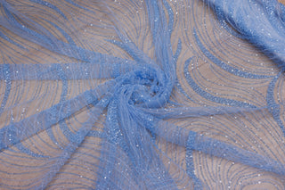 Broderie tip dantela cu perle/margele si paiete A33 - Bleu.