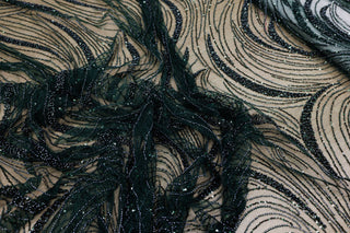 Broderie tip dantela cu perle/margele si paiete A33 - Verde