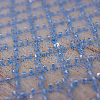 Broderie tip dantela cu margele si paiete A34 - Bleu.