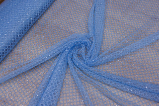 Broderie tip dantela cu margele si paiete A34 - Bleu.