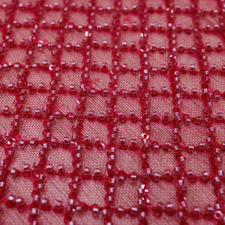 Broderie tip dantela cu margele si paiete A34 - Roz Fucsia