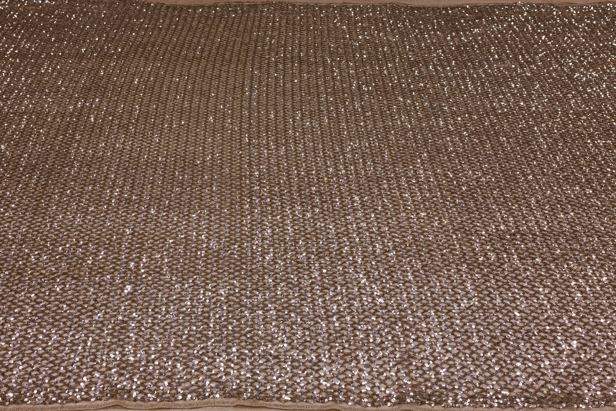 Broderie tip dantela cu margele si paiete I8 - Bej Auriu