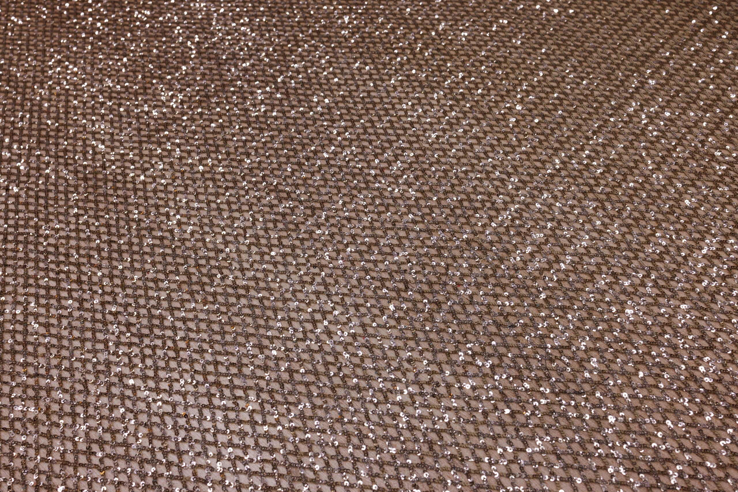 Broderie tip dantela cu margele si paiete I8 - Bej Auriu