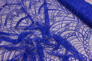 Broderie tip dantela cu perle/margele si paiete A32 - Albastru