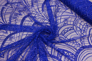 Broderie tip dantela cu perle/margele si paiete A32 - Albastru