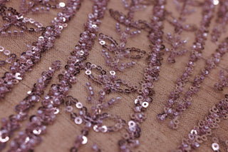 Broderie tip dantela cu perle/margele si paiete A36 - Roz