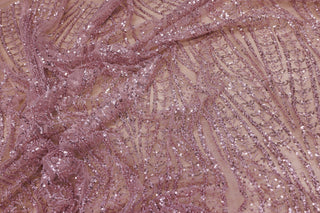 Broderie tip dantela cu perle/margele si paiete A36 - Roz