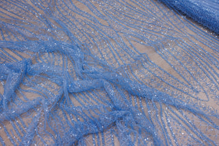 Broderie tip dantela cu perle/margele si paiete A36 - Bleu.