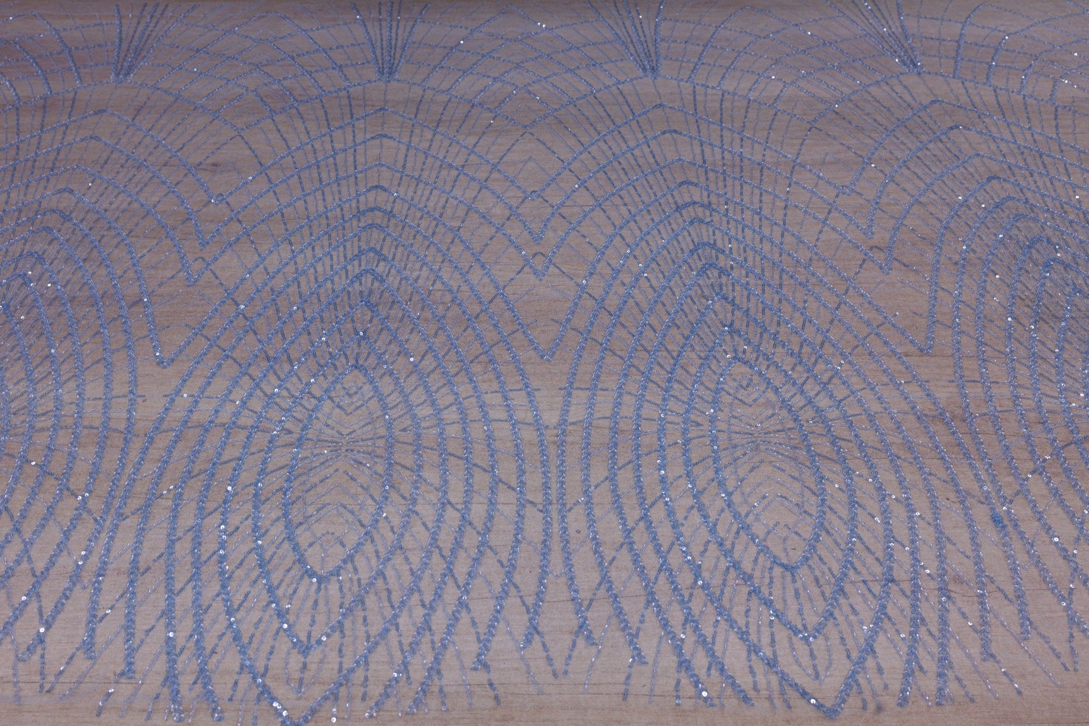 Broderie tip dantela cu perle/margele si paiete A28 - Bleu.