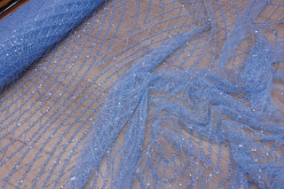 Broderie tip dantela cu perle/margele si paiete A28 - Bleu.