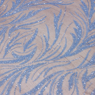 Broderie tip dantela cu perle/margele si paiete A40 - Bleu.
