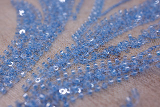 Broderie tip dantela cu perle/margele si paiete A40 - Bleu.
