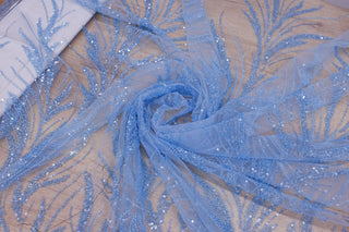 Broderie tip dantela cu perle/margele si paiete A40 - Bleu.