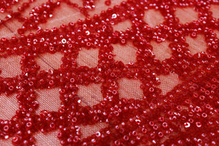Broderie de lux tip dantela cu margele si paiete cusute manual A78 - Rosu