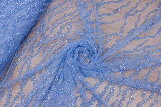 Broderie tip dantela cu perle/margele si paiete M81 - Bleu