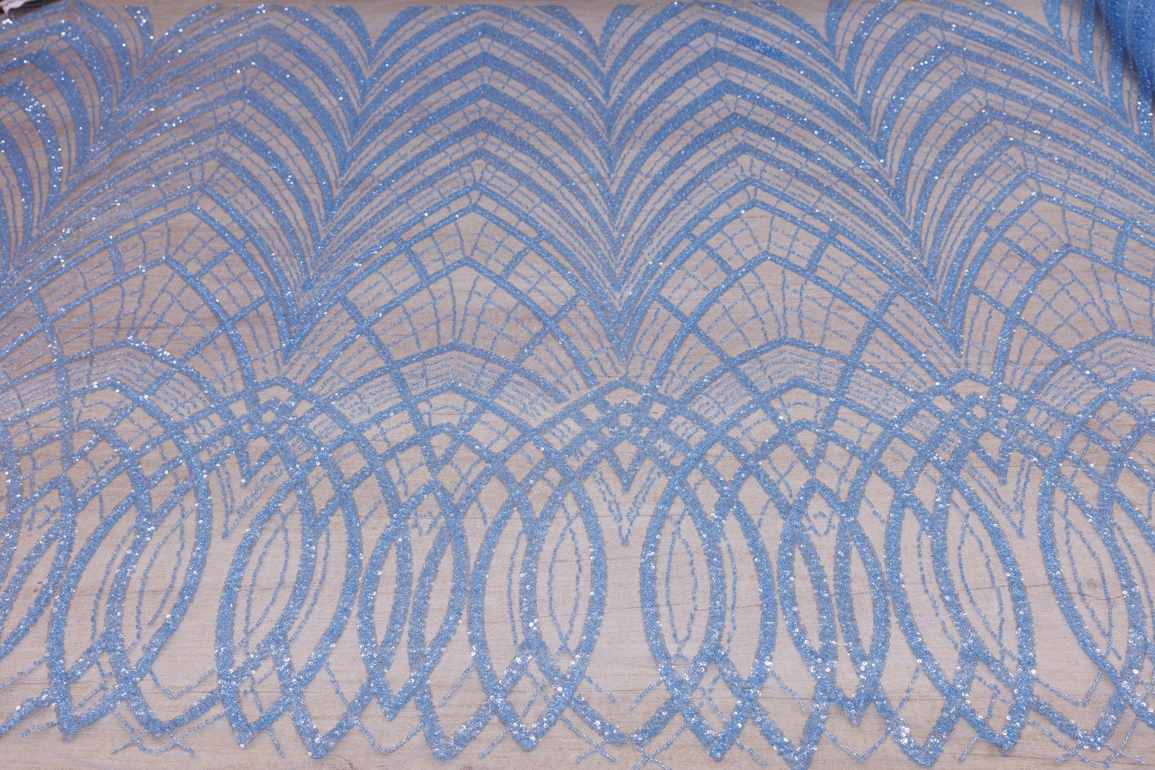 Broderie tip dantela cu perle/margele si paiete A83 - Bleu