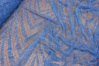 Broderie tip dantela cu perle/margele si paiete A63 - Bleu.