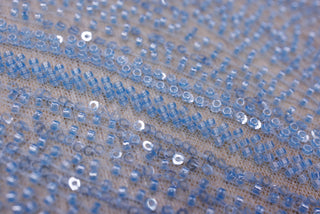 Broderie tip dantela cu perle/margele si paiete A63 - Bleu.