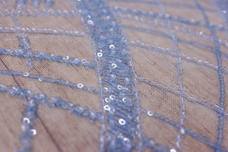 Broderie tip dantela cu perle/margele si paiete A32 - Bleu