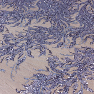 Broderie tip dantela cu perle/margele si paiete A84 - Mov