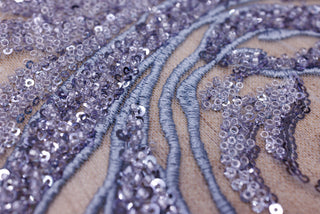 Broderie tip dantela cu perle/margele si paiete A84 - Mov