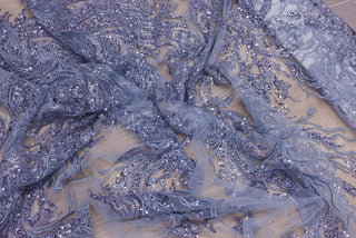 Broderie tip dantela cu perle/margele si paiete A84 - Mov