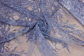 Broderie tip dantela cu perle/margele si paiete A84 - Mov