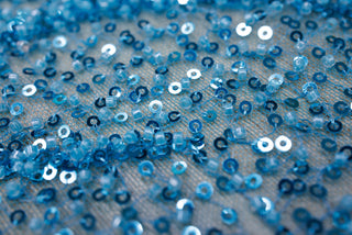 Broderie tip dantela cu perle/margele si paiete A69 - Bleu