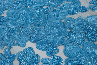 Broderie tip dantela cu perle/margele si paiete A85 - Bleu