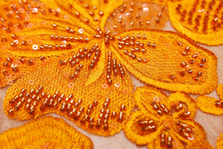 Broderie tip dantela cu perle/margele si paiete A85 - Portocaliu