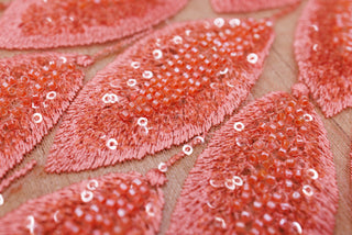 Broderie tip dantela cu perle/margele si paiete A87 - Roz Somon
