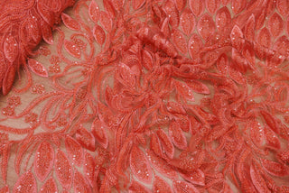 Broderie tip dantela cu perle/margele si paiete A87 - Roz Somon