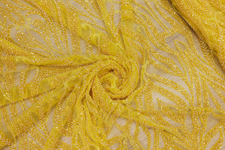 Broderie tip dantela cu perle/margele si paiete A88 - Galben