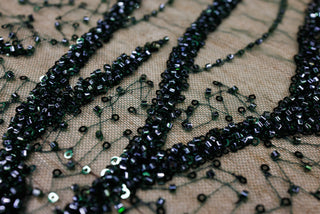 Broderie tip dantela cu perle/margele si paiete A69 - Verde