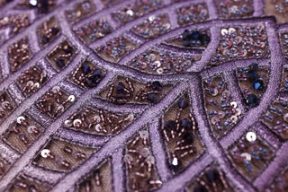 Broderie de lux tip dantela cu margele si paiete cusute manual  A97 - Mov