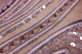 Broderie de lux tip dantela cu margele si paiete cusute manual  A97 - Mov