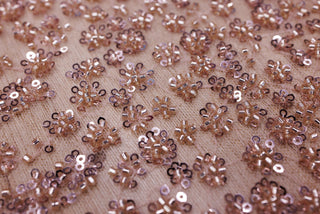 Broderie tip dantela cu perle/margele si paiete A99 - Roz