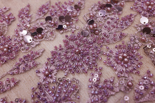 Broderie tip dantela cu perle/margele si paiete B1 - Mov