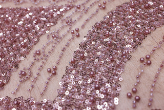 Broderie tip dantela cu margele si paiete A70 - Roz