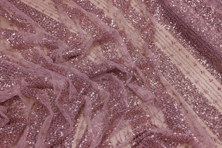 Broderie tip dantela cu margele si paiete A70 - Roz