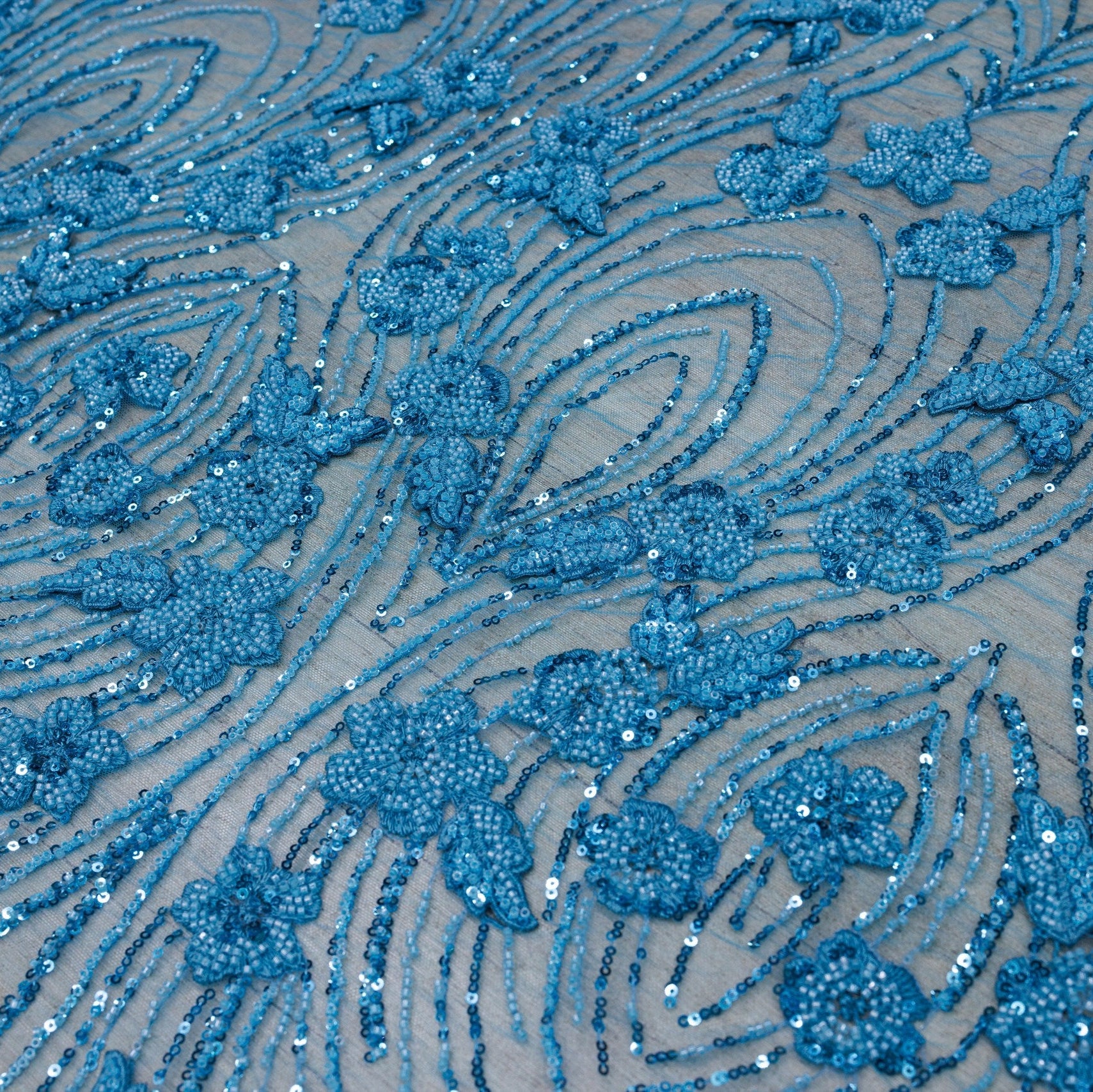 Broderie de lux A90 Bleu la metru