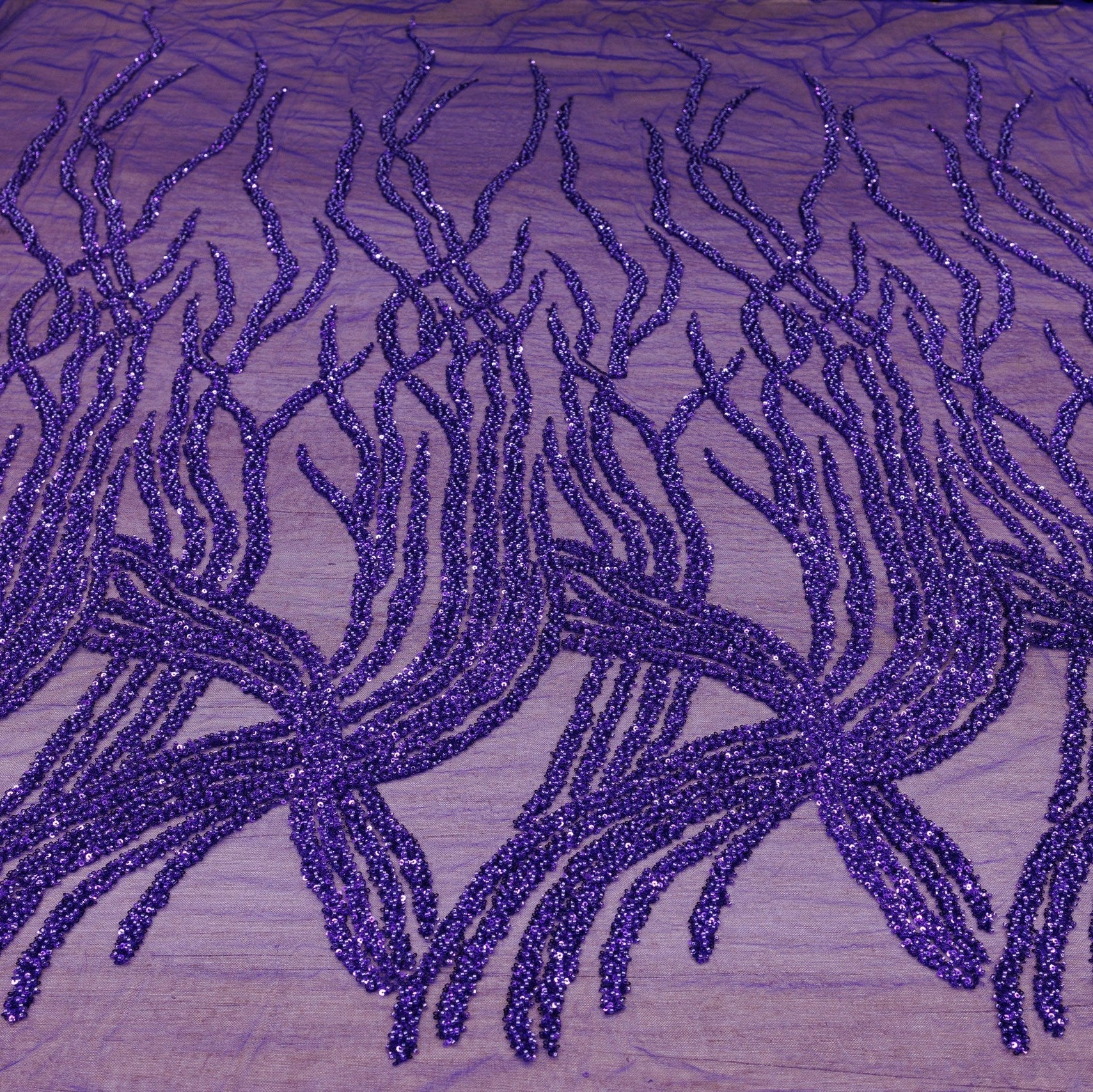 Broderie tip dantela cu perle/margele si paiete B6 - Mov