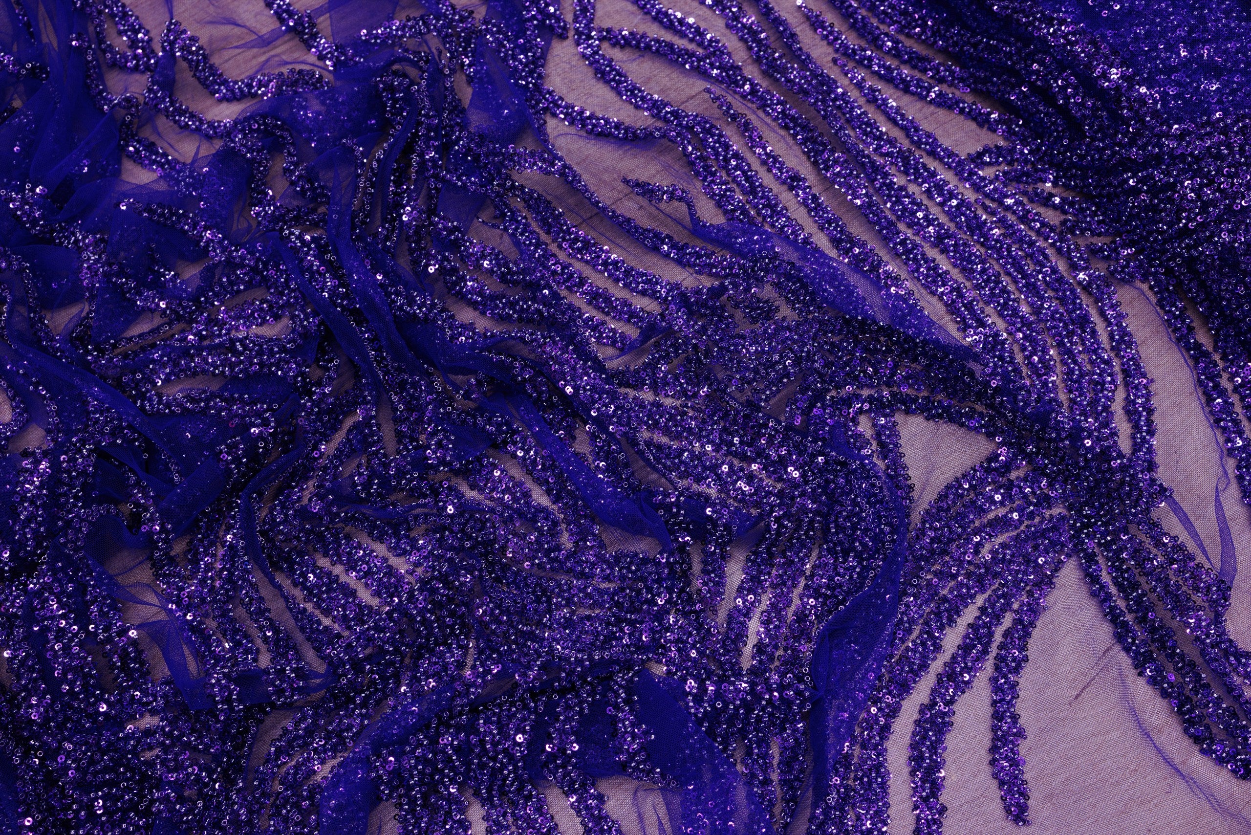 Broderie tip dantela cu perle/margele si paiete B6 - Mov