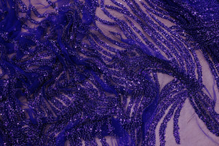 Broderie tip dantela cu perle/margele si paiete B6 - Mov