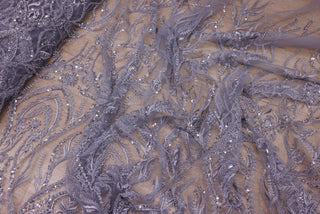 Broderie tip dantela cu perle/margele si paiete B10 - Argintiu